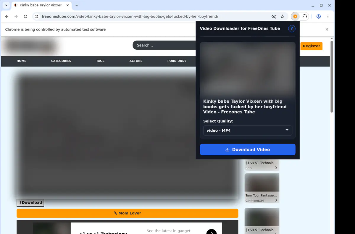 Freeonestube Video Downloader browser extension screenshot 3