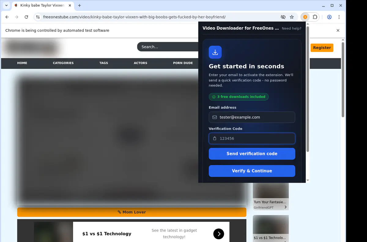 Freeonestube Video Downloader browser extension screenshot 4